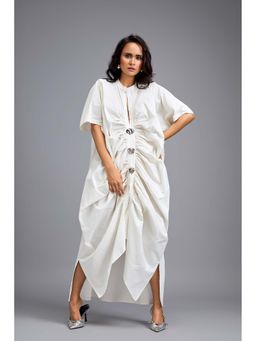 Deepika Arora - Women White Cotton Solid Dress