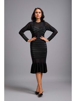 Deepika Arora - Women Black Cotton Embellished Dress