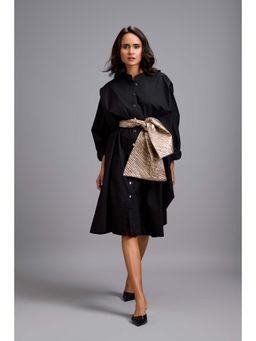 Deepika Arora - Women Black Cotton Solid Dress and Belt
