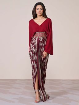 S&N by Shantnu Nikhil - Women Red Jersey Solid Gown