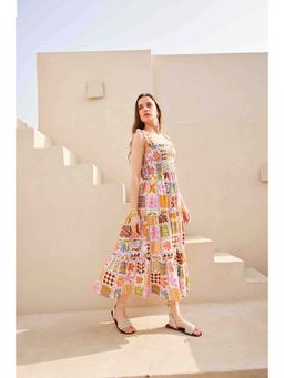 HOUSE OF SAL - Women Multi-Color Cotton Printed Dress