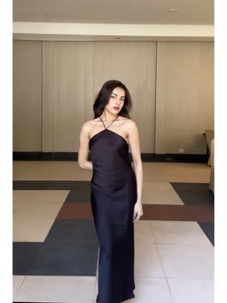 HOUSE OF SAL - Women Black Polyester Solid Dress