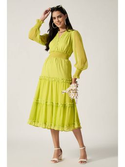 HOUSE OF SAL - Women Green Polyester Solid Dress