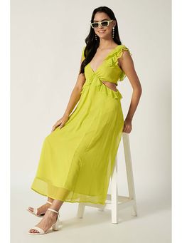 HOUSE OF SAL - Women Green Polyester Solid Dress