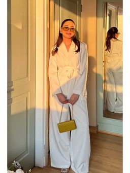 HOUSE OF SAL - Women White Polyester Solid Co-Ord Set