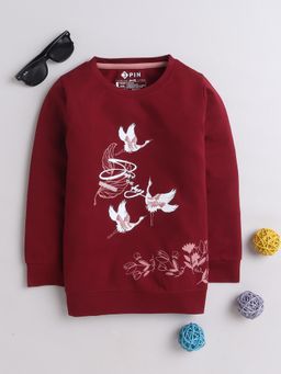 3PIN - Burgundy Boys Printed Crew Neck T-Shirt