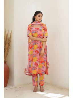 POMCHA - Chhipa Bazar Aabira Pink Gota Patti Kurta with Pant and Dupatta (Set of 3)