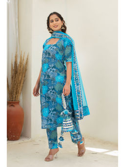 POMCHA - Chhipa Bazar Aabira Blue Gota Patti Kurta with Pant and Dupatta (Set of 3)