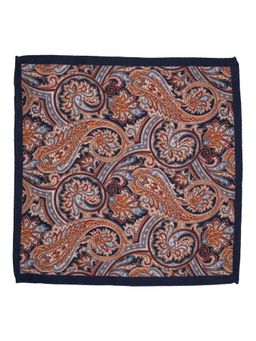 The Tie Hub - Serpentine Paisley Blue Wool Pocket Square For Men