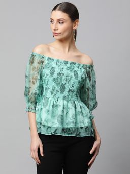 Global Republic - Women Green Off Shoulder Top