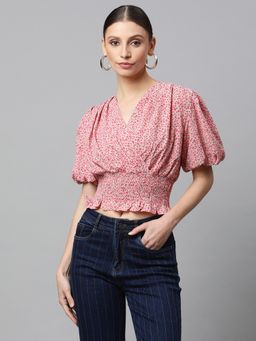 Global Republic - Women Pink Floral Crop Top
