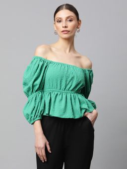 Global Republic - Women Green Regular Textured Top