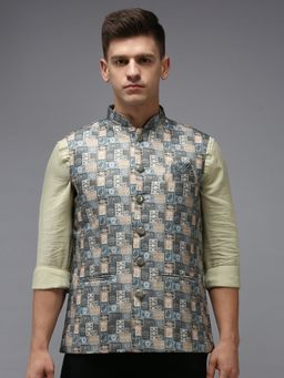 SHOWOFF - Men Printed Multi Ethnic Nehru Jacket