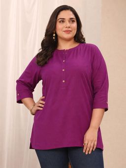 Extra love by Libas - Burgundy Solid Straight Kurti