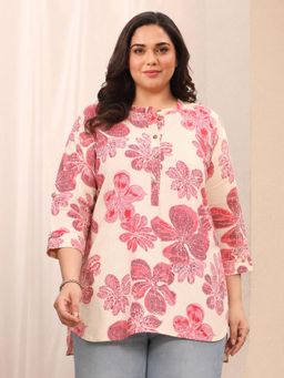 Extra love by Libas - Off White Floral Straight Kurti