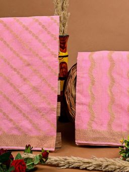 Doria Lifestyle - Kota Doria Pink Unstitched Fabric with Dupatta