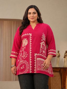 Extra love by Libas - Red Tribal Printed Straight Kurti