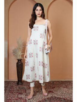 Cotton Culture - Off White Pure Cotton Printed Straight Kurta