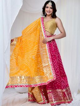 Doria Lifestyle - Multicolor Zari Womens Lehenga with Choli and Dupatta