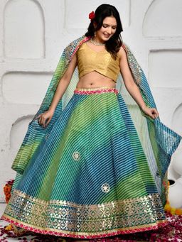 Doria Lifestyle - Blue Zari Work Womens Lehenga with Choli and Dupatta