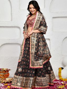 Doria Lifestyle - Black Womens Zari Work Lehenga with Choli and Dupatta