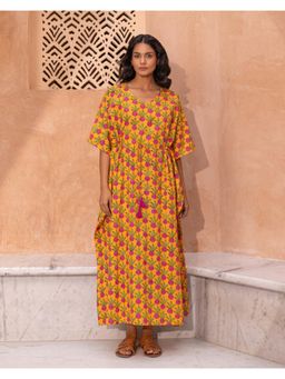 Phutari - Beet The Root Hand Block Printed Cotton Kaftan
