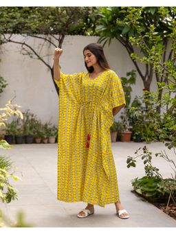 Phutari - Nazar Battu Hand Block Printed Cotton Kaftan