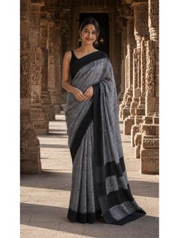 AMRUTKALA SAREES - Lightweight Grey Printed Cotton Silk Kanjivaram Saree