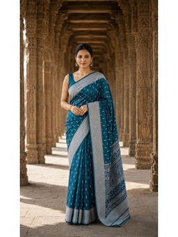 AMRUTKALA SAREES - Elegant Teal Woven Designer Banarasi Silk Kanjivaram Saree