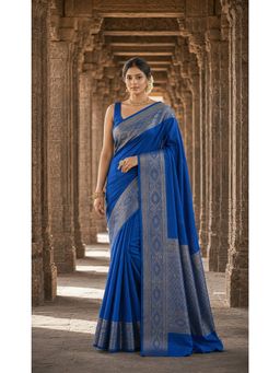 AMRUTKALA SAREES - Timeless Blue Woven Designer Banarasi Silk Kanjivaram Saree