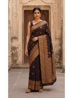 AMRUTKALA SAREES - Classic Brown Woven Designer Banarasi Silk Kanjivaram Saree