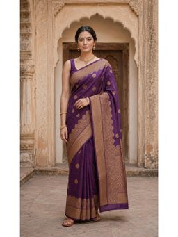 AMRUTKALA SAREES - Stylish Purple Woven Designer Banarasi Silk Kanjivaram Saree