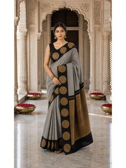 AMRUTKALA SAREES - Urban Grey Woven Designer Banarasi Silk Kanjivaram Saree