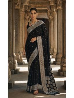 AMRUTKALA SAREES - Classic Black Woven Designer Banarasi Silk Kanjivaram Saree