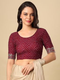 SALWAR STUDIO - Maroon Premium Embroidered Non Padded Stretchable Garba Blouse
