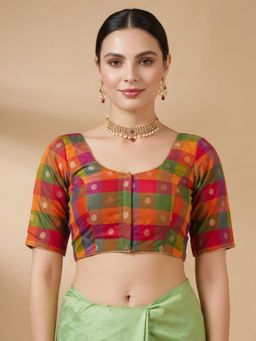 SALWAR STUDIO - Multi-Color Classic Brocade Woven Padded Blouse