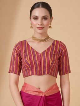 SALWAR STUDIO - Pink Versatile Printed V- Neck Padded Blouse