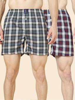 Urban Scottish - Men'S Cotton Check Boxers (Pack Of 2)