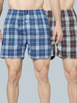Urban Scottish - Men'S Cotton Check Boxers (Pack Of 2)