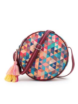 Anekaant - Multicolor Polyester and Leatherette Geometric Printed Sling Bag