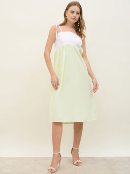 Styli - Women Green A-Line Midi Dress