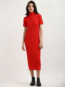 Tommy Hilfiger - Red Solid Midi Dress