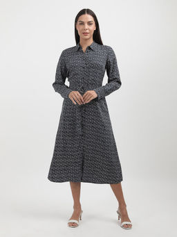 Tommy Hilfiger - Black Printed Shirt Dress with Belt