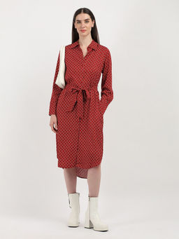 Tommy Hilfiger - Red Printed Shirt Dress with Belt
