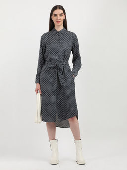 Tommy Hilfiger - Grey Printed Shirt Dress with Belt