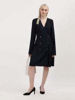 Tommy Hilfiger - Black Solid Wrap Dress