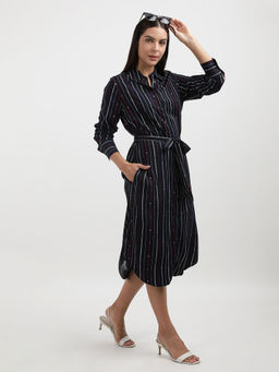 Tommy Hilfiger - Foulard Navy Blue Shirt Dress with Belt