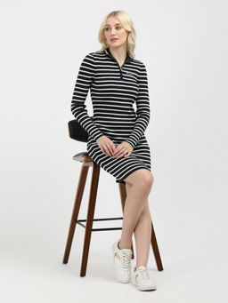 Tommy Hilfiger - Navy Blue Metallic Stripes Dress