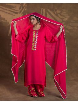 Phulkari Forever - Pure Organza Dupatta - Majestic Pink