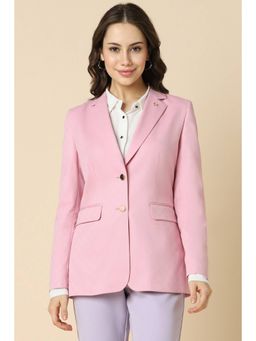 Allen Solly - Women Blended Fabric Solid Regular Fit Pink Blazer